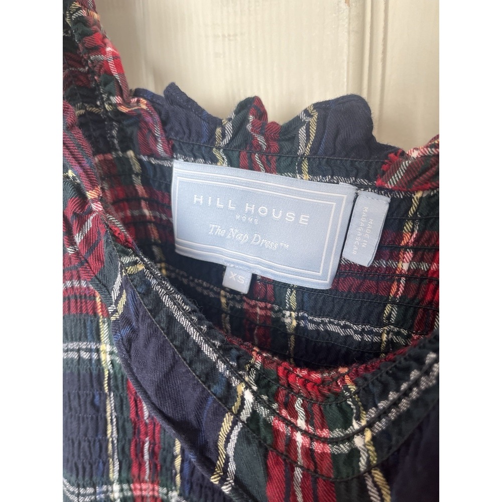 Hill House Home Ellie Nap Dress Tartan Plaid Smocked Navy Women's XS Coastal - Picture 6 of 12
